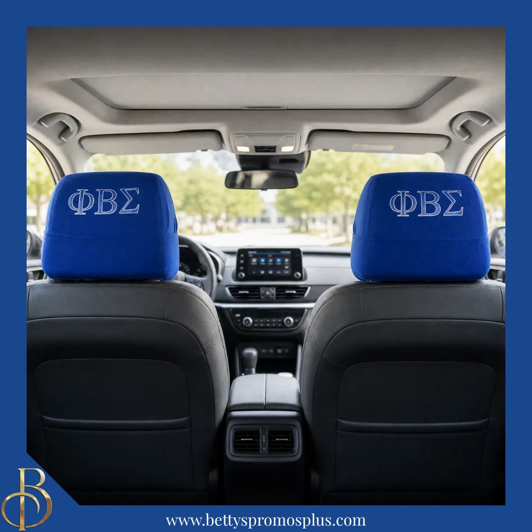 Phi Beta Sigma ΦΒΣ Shield with Greek Letters Car Seat Headrest Cover-Phi Beta Sigma Paraphernalia-Phi Beta Sigma Headrest Cover-Betty's Promos Plus