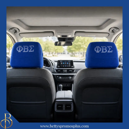 Phi Beta Sigma ΦΒΣ Shield with Greek Letters Car Seat Headrest Cover-Phi Beta Sigma Paraphernalia-Phi Beta Sigma Headrest Cover-Betty's Promos Plus