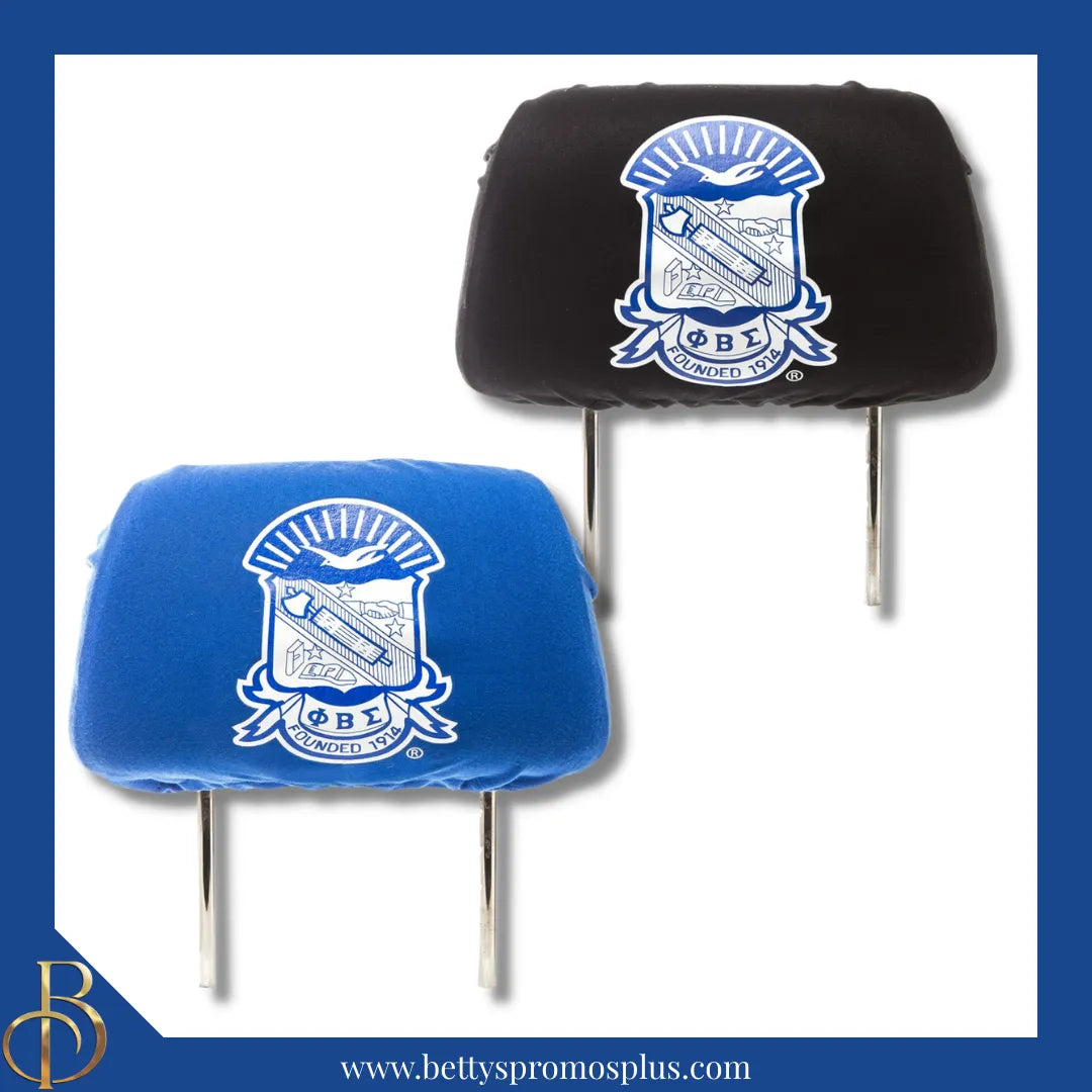 Phi Beta Sigma ΦΒΣ Shield with Greek Letters Car Seat Headrest Cover-Phi Beta Sigma Paraphernalia-Phi Beta Sigma Headrest Cover-Betty's Promos Plus