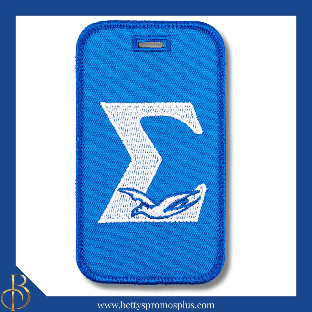 Phi Beta Sigma ΦΒΣ Sigma with Dove Embroidered Luggage Tag-Blue-Phi Beta Sigma Paraphernalia-Phi Beta Sigma Luggage Tag-Betty's Promos Plus