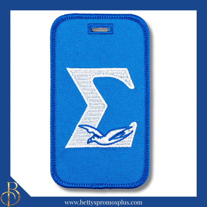 Phi Beta Sigma ΦΒΣ Sigma with Dove Embroidered Luggage Tag-Blue-Phi Beta Sigma Paraphernalia-Phi Beta Sigma Luggage Tag-Betty's Promos Plus