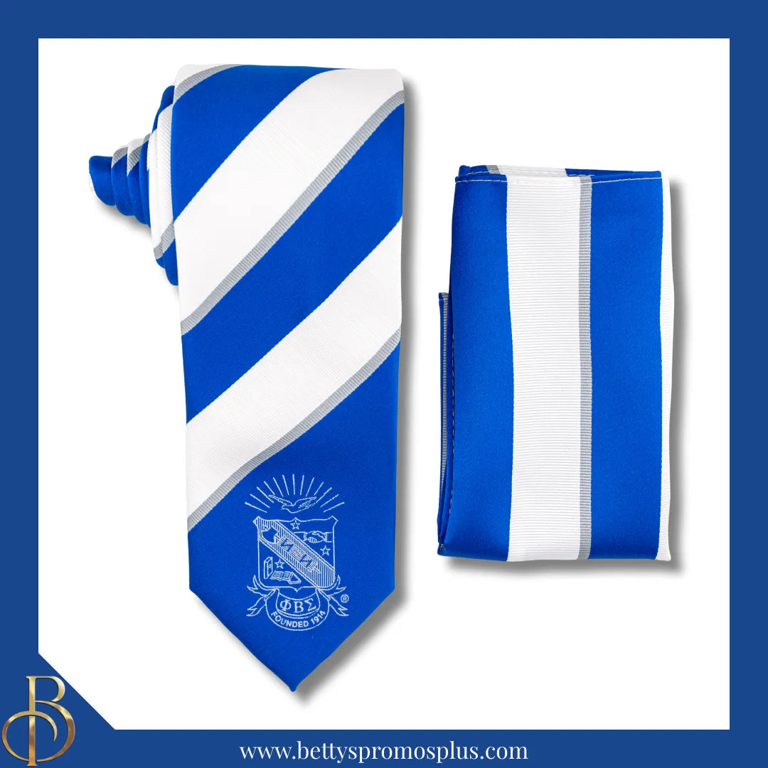 Phi Beta Sigma ΦΒΣ Tie and Pocket Square Combo-Phi Beta Sigma Paraphernalia-Phi Beta Sigma Tie Set-Betty's Promos Plus