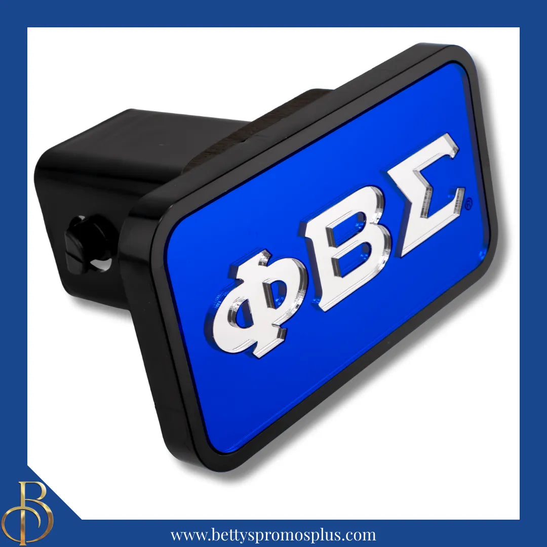 Phi Beta Sigma ΦΒΣ Tow Hitch Cover with Laser Engraved Greek Letters-Blue-Phi Beta Sigma Paraphernalia-Phi Beta Sigma Hitch Caps-Betty's Promos Plus