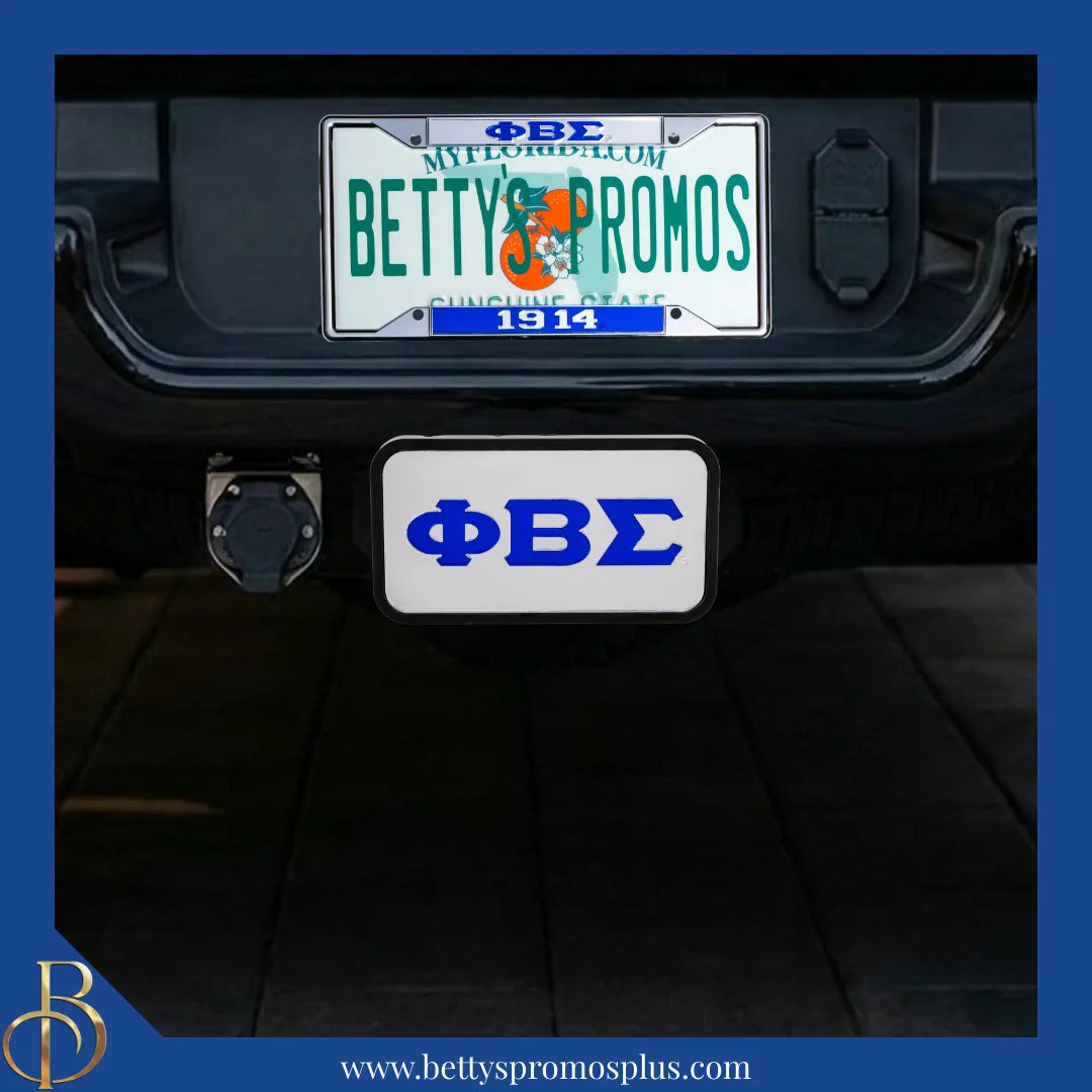 Phi Beta Sigma ΦΒΣ Tow Hitch Cover with Laser Engraved Greek Letters-Phi Beta Sigma Paraphernalia-Phi Beta Sigma Hitch Caps-Betty's Promos Plus