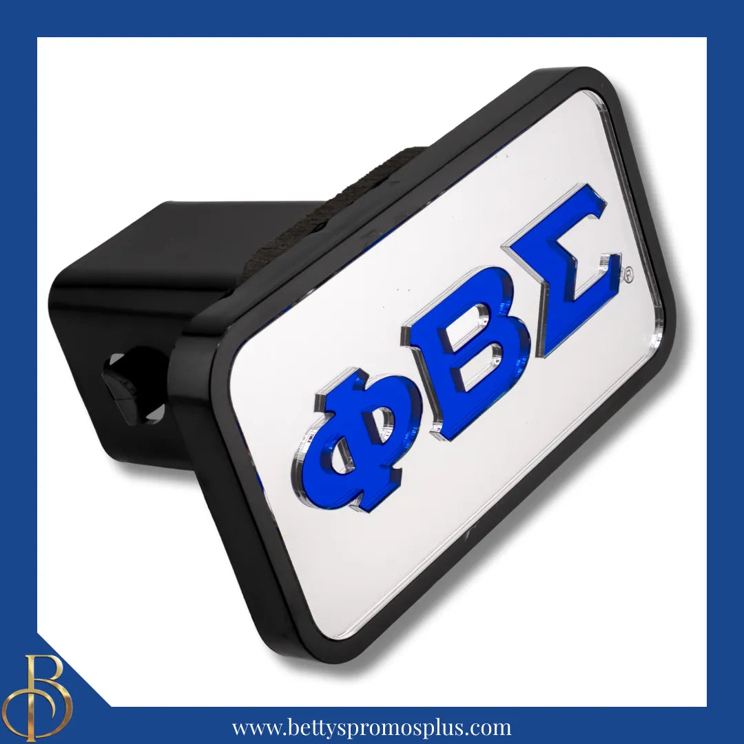 Phi Beta Sigma ΦΒΣ Tow Hitch Cover with Laser Engraved Greek Letters-Silver-Phi Beta Sigma Paraphernalia-Phi Beta Sigma Hitch Caps-Betty's Promos Plus