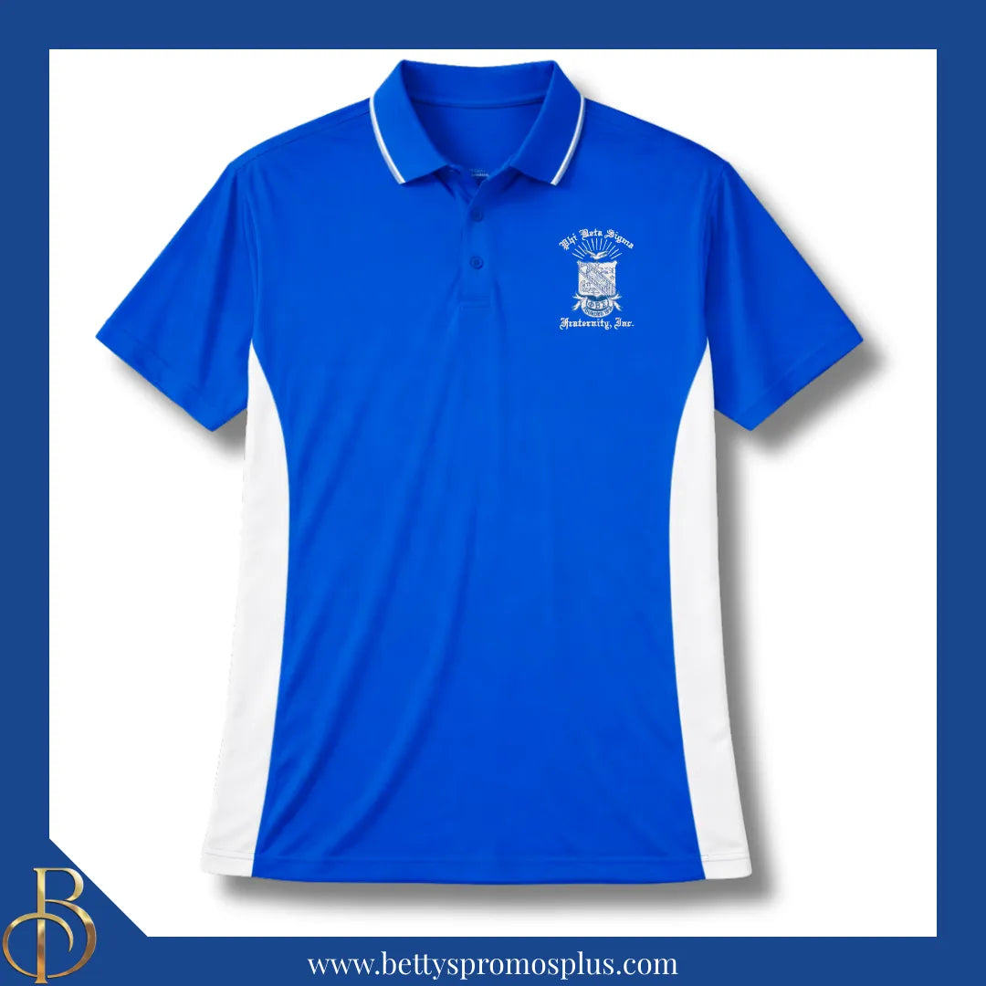 Phi Beta Sigma ΦΒΣ Two-Tone Sport Polo-Blue-Small-Phi Beta Sigma Paraphernalia-Phi Beta Sigma Polo Shirt-Betty's Promos Plus
