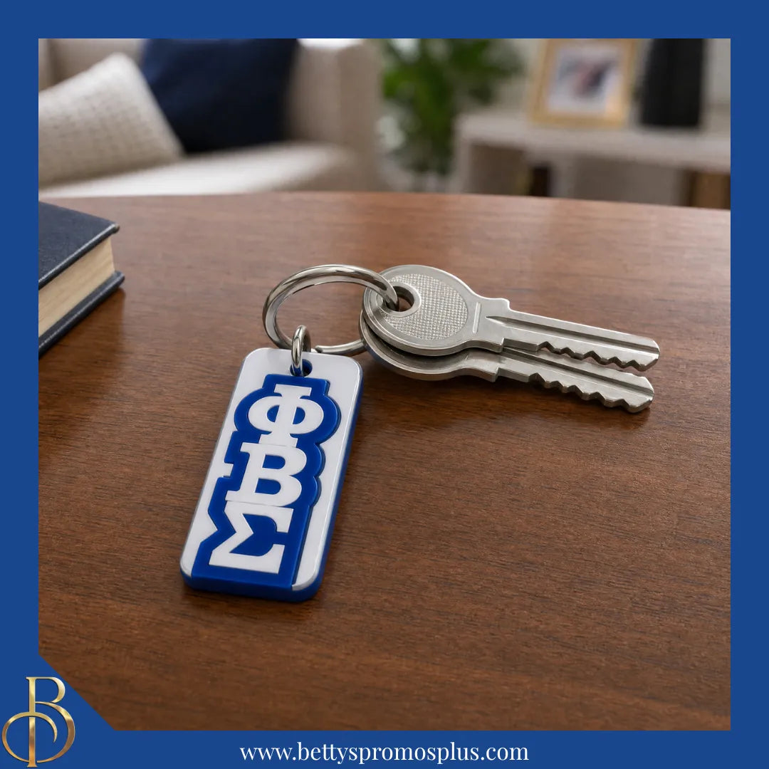 Phi Beta Sigma ΦΒΣ Vertical Block Acrylic Keychain-Phi Beta Sigma Paraphernalia-Phi Beta Sigma Keychain-Betty's Promos Plus
