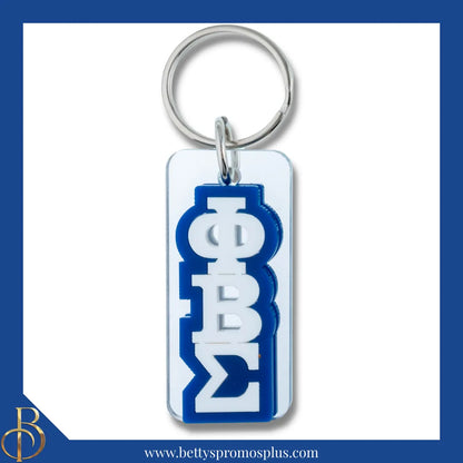 Phi Beta Sigma ΦΒΣ Vertical Block Acrylic Keychain-Silver-Phi Beta Sigma Paraphernalia-Phi Beta Sigma Keychain-Betty's Promos Plus