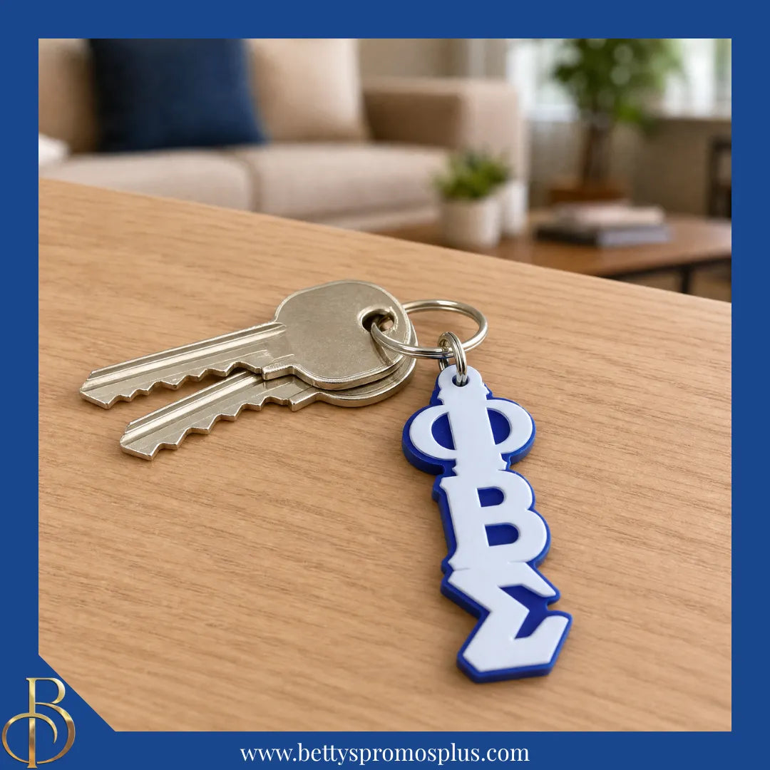 Phi Beta Sigma ΦΒΣ Vertical Greek Letters Acrylic Keychain-Phi Beta Sigma Paraphernalia-Phi Beta Sigma Keychain-Betty's Promos Plus