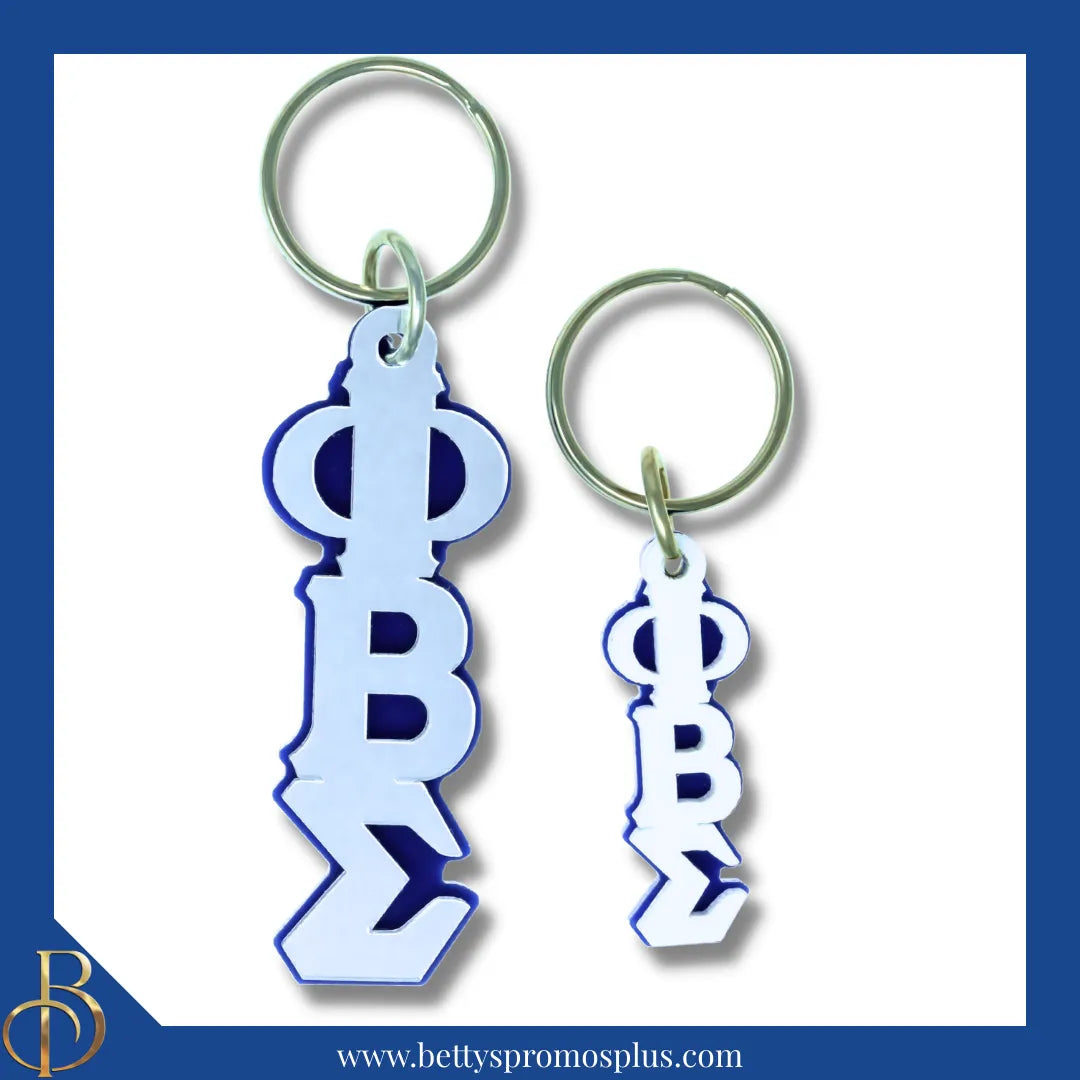 Phi Beta Sigma ΦΒΣ Vertical Greek Letters Acrylic Keychain-Phi Beta Sigma Paraphernalia-Phi Beta Sigma Keychain-Betty's Promos Plus