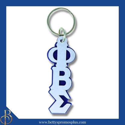 Phi Beta Sigma ΦΒΣ Vertical Greek Letters Acrylic Keychain-Silver Mirror-Large-Phi Beta Sigma Paraphernalia-Phi Beta Sigma Keychain-Betty's Promos Plus