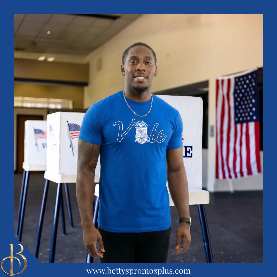 Phi Beta Sigma ΦΒΣ VOTE Screen Printed T-Shirt-Phi Beta Sigma Paraphernalia-Phi Beta Sigma T-Shirts-Betty's Promos Plus
