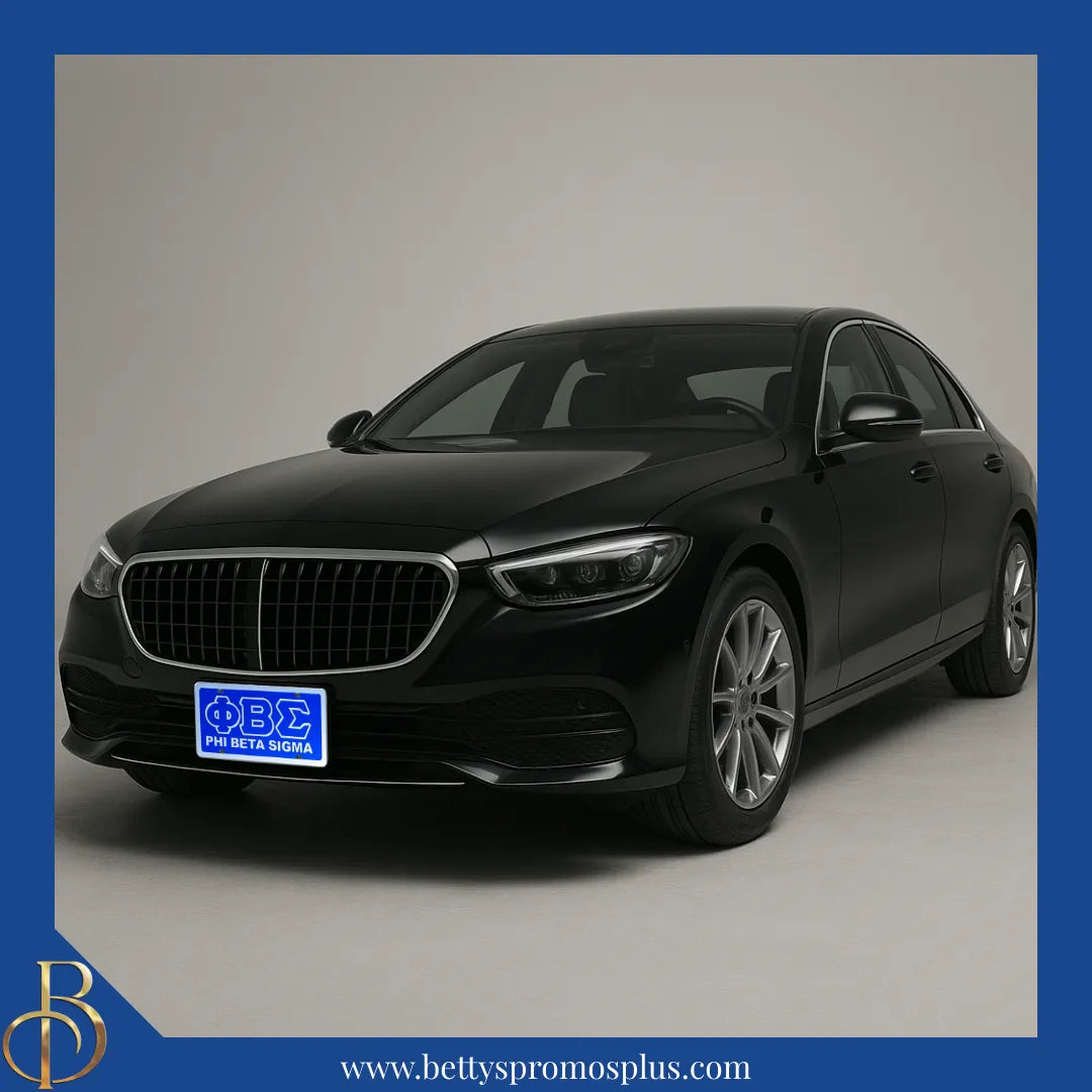 Phi Beta Sigma ΦΒΣ with Phi Beta Sigma Laser Engraved Mirrored Acrylic Auto Tag License Plate-Phi Beta Sigma Paraphernalia-Phi Beta Sigma Auto Tag-Betty's Promos Plus