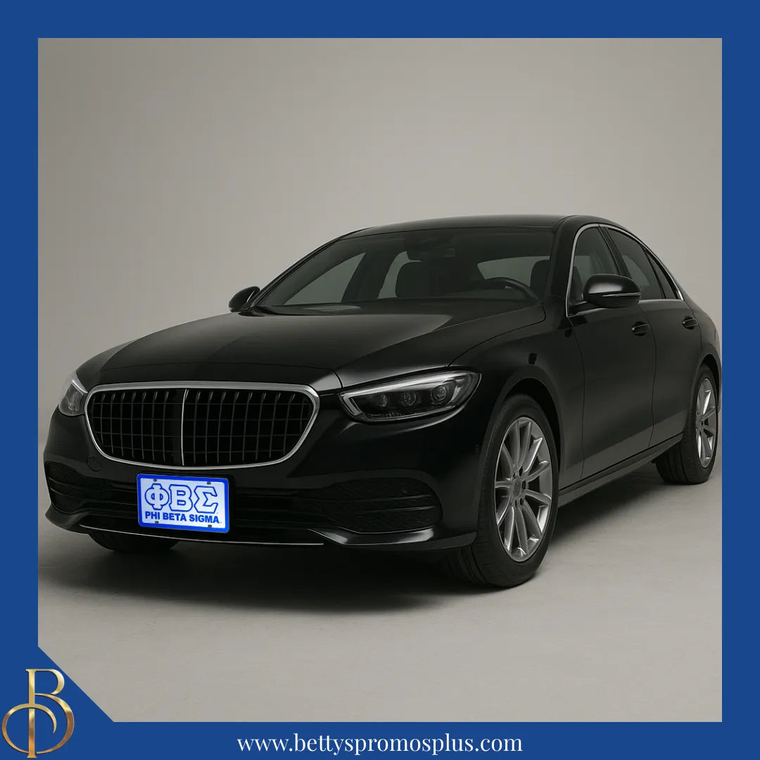 Phi Beta Sigma ΦΒΣ with Phi Beta Sigma Laser Engraved Mirrored Acrylic Auto Tag License Plate-Phi Beta Sigma Paraphernalia-Phi Beta Sigma Auto Tag-Betty's Promos Plus