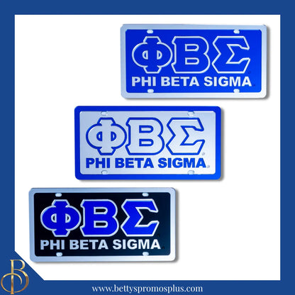 Phi Beta Sigma ΦΒΣ with Phi Beta Sigma Laser Engraved Mirrored Acrylic Auto Tag License Plate-Phi Beta Sigma Paraphernalia-Phi Beta Sigma Auto Tag-Betty's Promos Plus