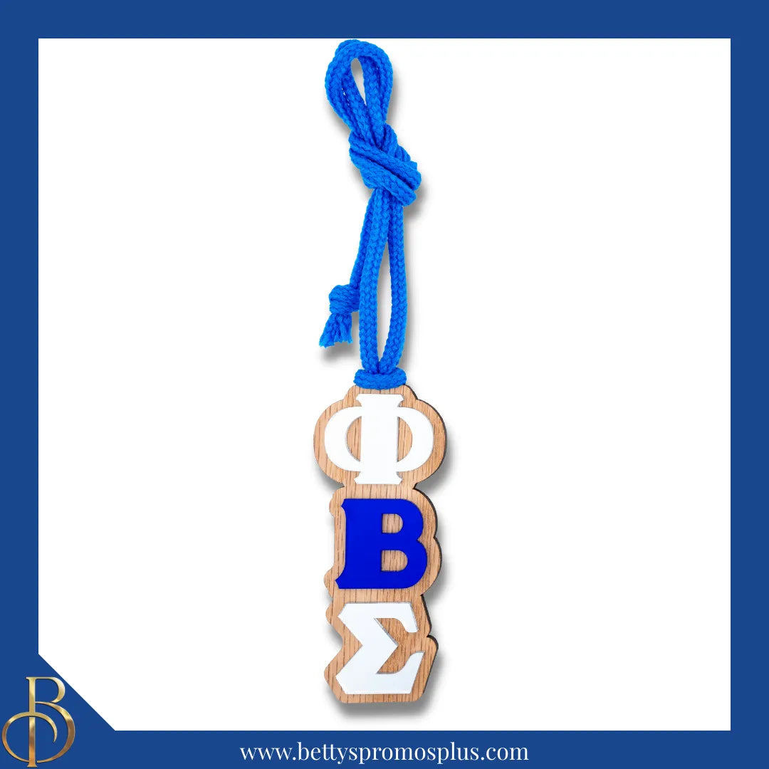 Phi Beta Sigma ΦΒΣ Wood Tiki Necklace with Acrylic Greek Letters-Blue-Phi Beta Sigma Paraphernalia-Phi Beta Sigma Tiki Necklace-Betty's Promos Plus