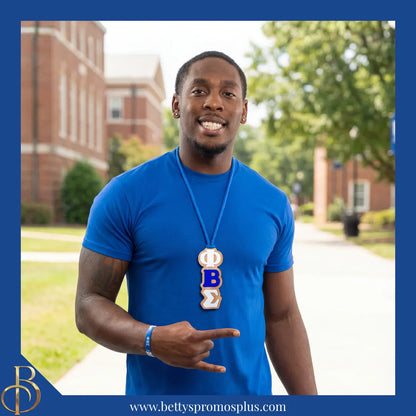 Phi Beta Sigma ΦΒΣ Wood Tiki Necklace with Acrylic Greek Letters-Phi Beta Sigma Paraphernalia-Phi Beta Sigma Tiki Necklace-Betty's Promos Plus