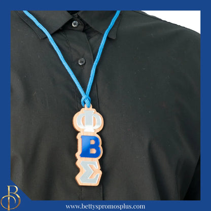 Phi Beta Sigma ΦΒΣ Wood Tiki Necklace with Acrylic Greek Letters-Phi Beta Sigma Paraphernalia-Phi Beta Sigma Tiki Necklace-Betty's Promos Plus