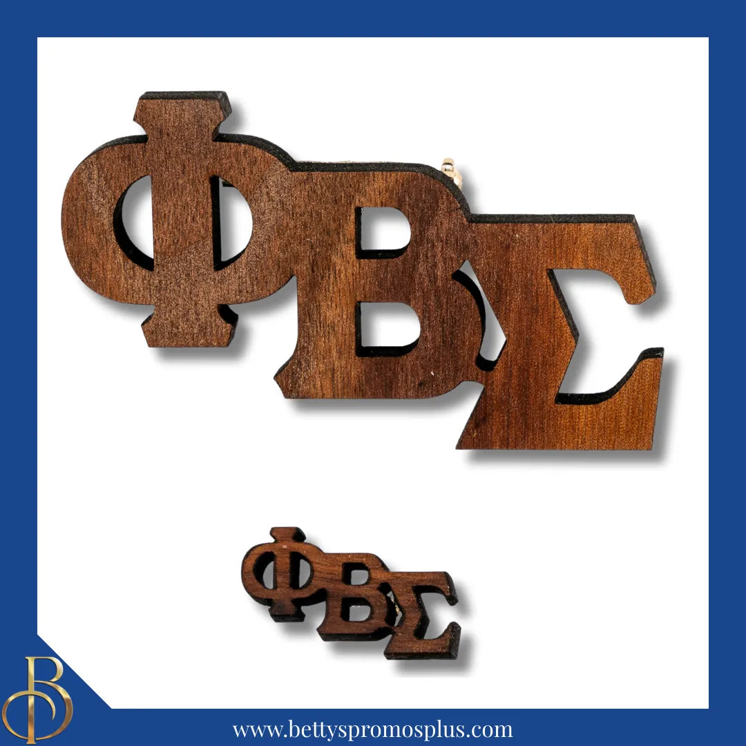 Phi Beta Sigma ΦΒΣ Wooden Greek Letters Lapel Pin-Phi Beta Sigma Paraphernalia-Phi Beta Sigma Lapel Pin-Betty's Promos Plus