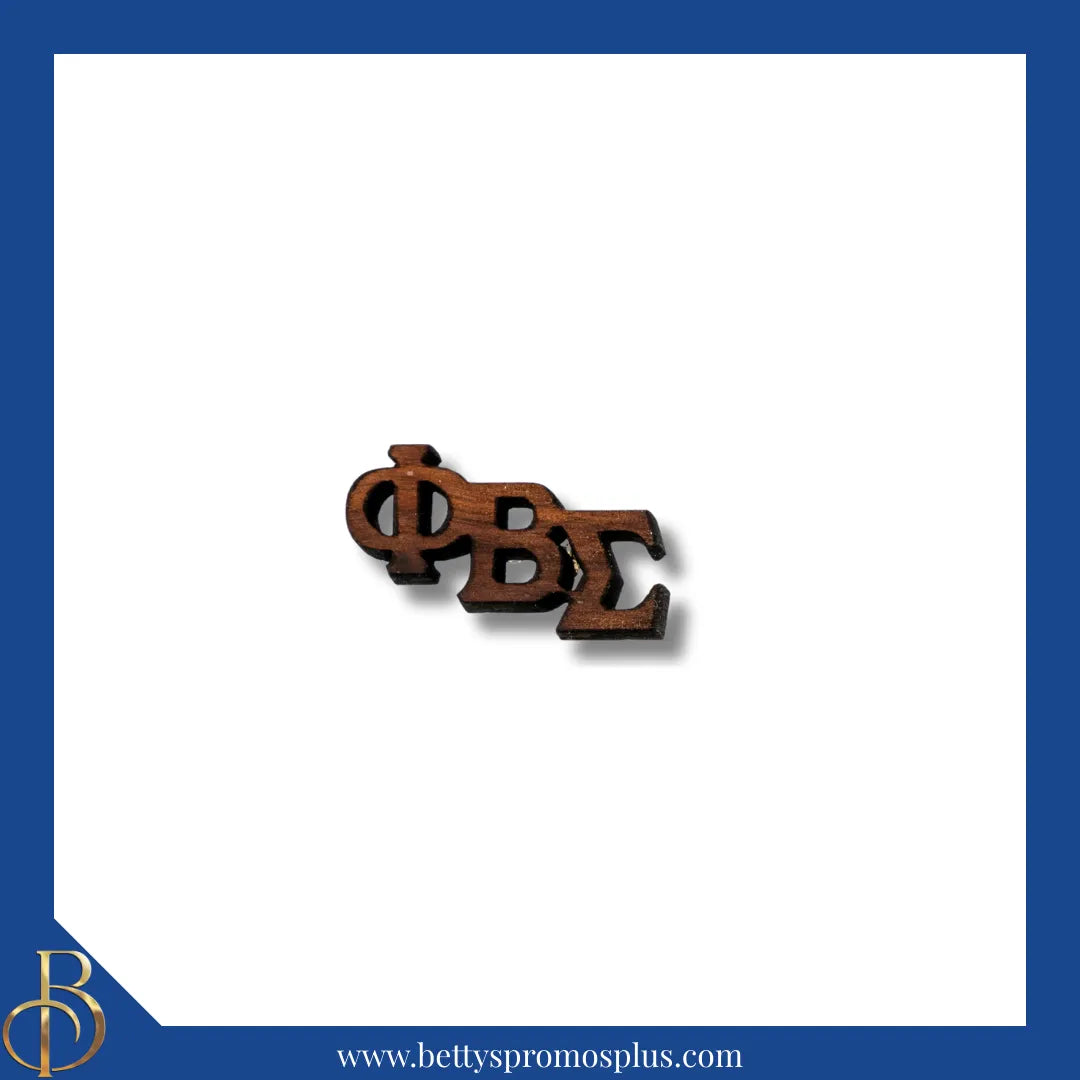 Phi Beta Sigma ΦΒΣ Wooden Greek Letters Lapel Pin-Small-Phi Beta Sigma Paraphernalia-Phi Beta Sigma Lapel Pin-Betty's Promos Plus