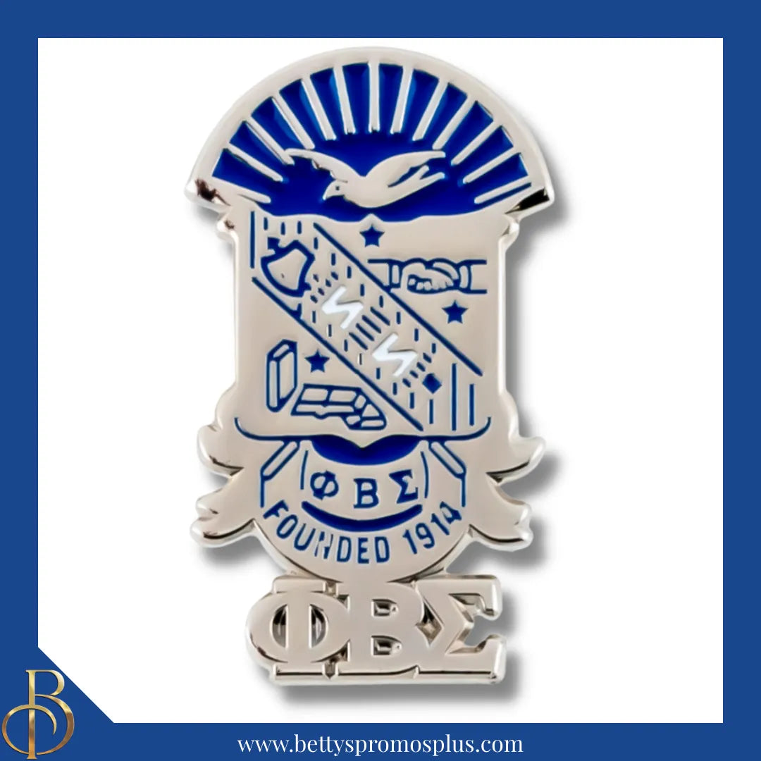 Phi Beta Sigma Silver Shield with ΦΒΣ Letters Greek Lapel Pin-Silver-Phi Beta Sigma Paraphernalia-Phi Beta Sigma Lapel Pin-Betty's Promos Plus