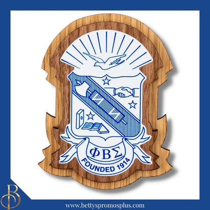 Phi Beta Sigma Wooden ΦΒΣ Shield Decal-Large-Phi Beta Sigma Paraphernalia-Phi Beta Sigma Wood Decal-Betty's Promos Plus