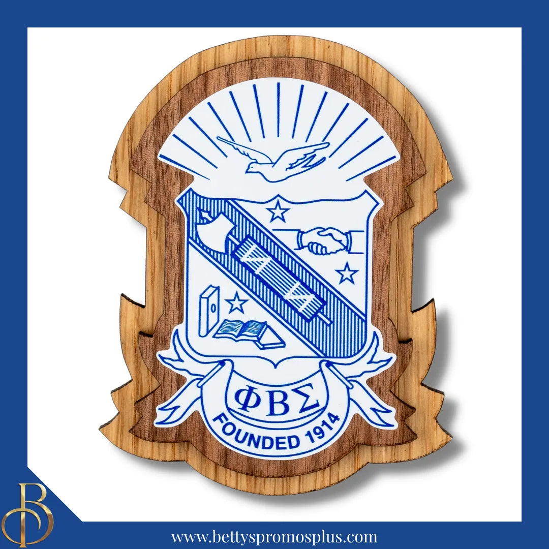 Phi Beta Sigma Wooden ΦΒΣ Shield Decal-Phi Beta Sigma Paraphernalia-Phi Beta Sigma Wood Decal-Betty's Promos Plus