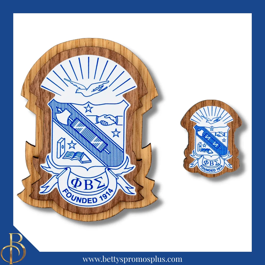 Phi Beta Sigma Wooden ΦΒΣ Shield Decal-Phi Beta Sigma Paraphernalia-Phi Beta Sigma Wood Decal-Betty's Promos Plus