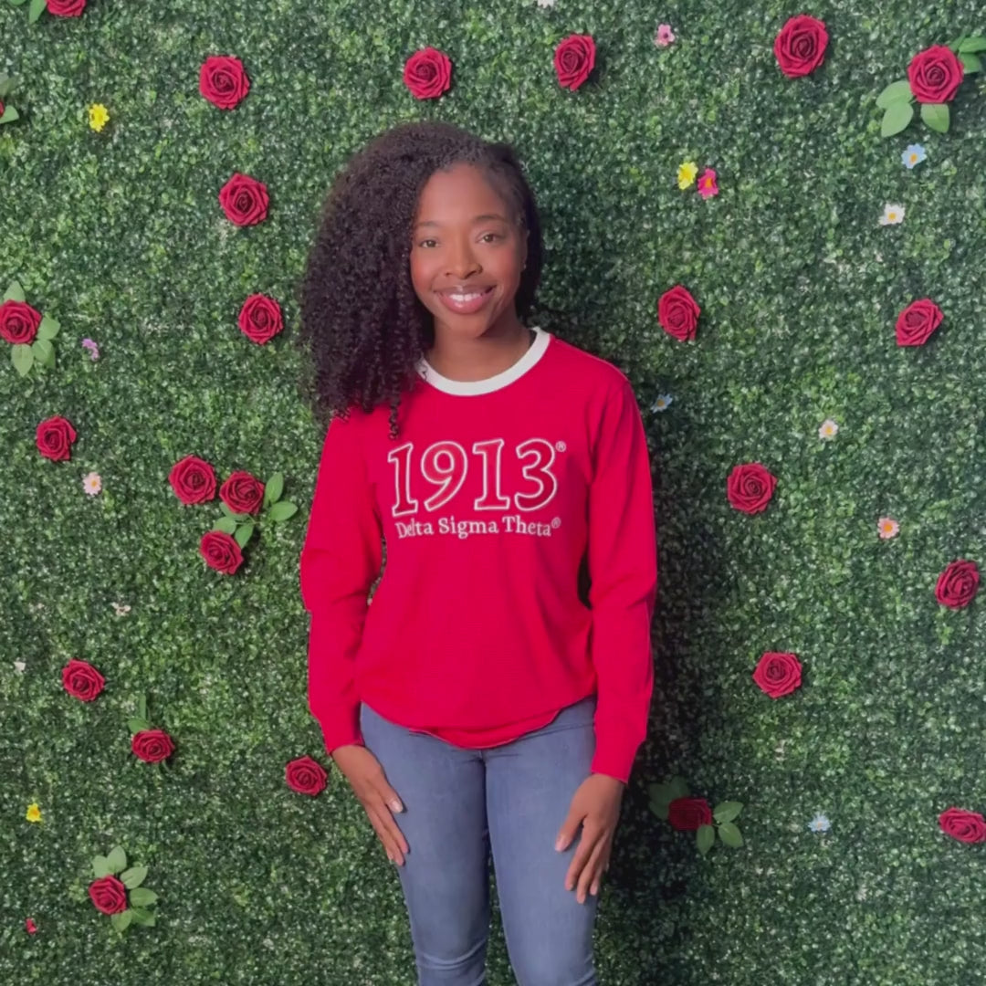 Delta Sigma Theta ΔΣΘ 1913 Embroidered Long Sleeve T-Shirt