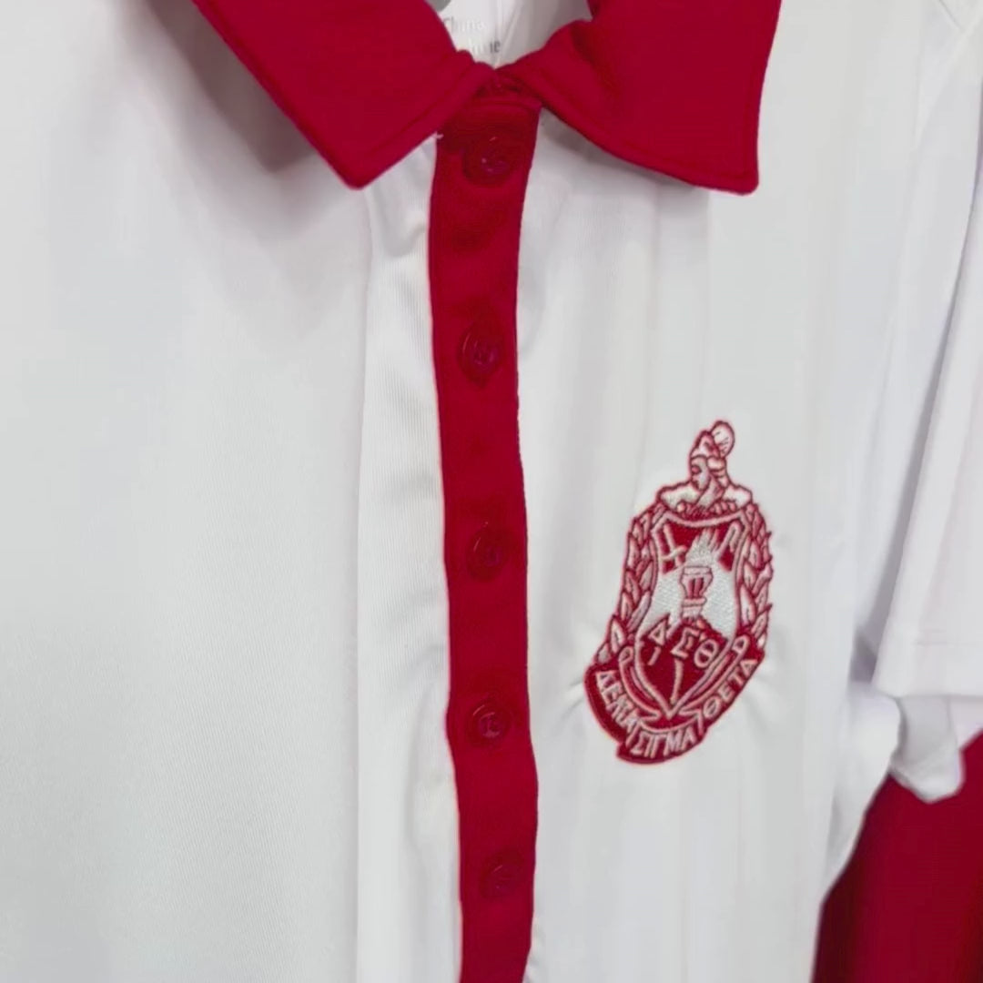 Delta Sigma Theta ΔΣΘ Contrast Collar Golf Shirt Dry Fit Polo