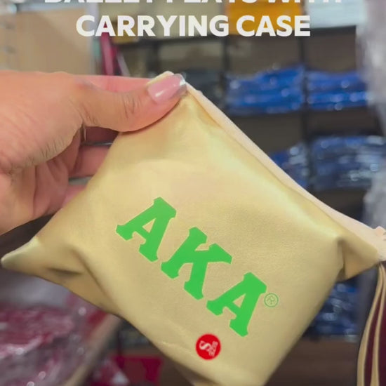 Alpha Kappa Alpha AKA Golden Soror Ballet Flats with Carrying Case