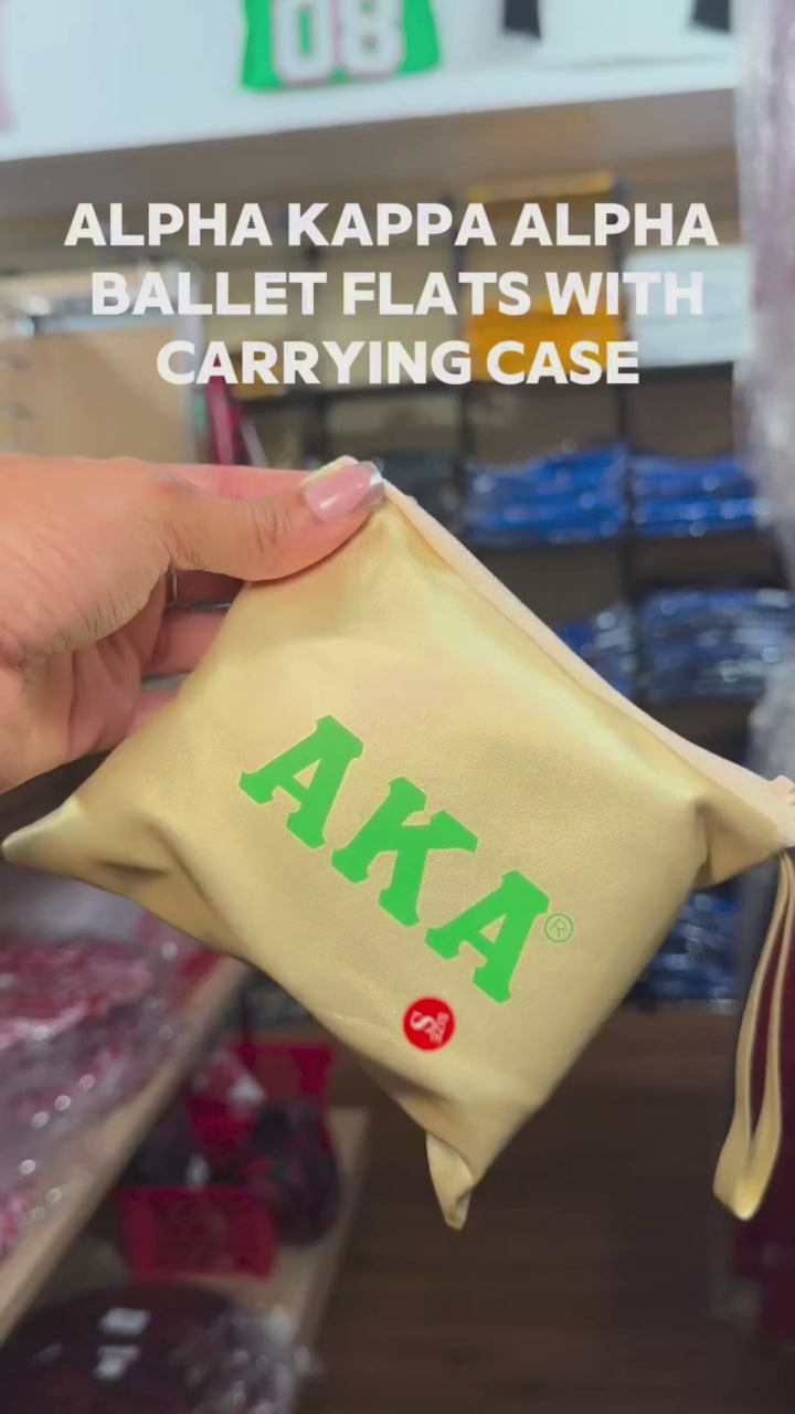 Alpha Kappa Alpha AKA Golden Soror Ballet Flats with Carrying Case