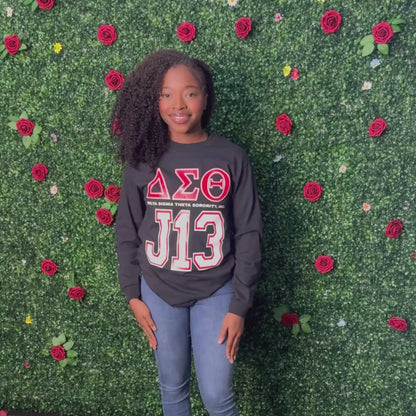 Delta Sigma Theta ΔΣΘ J13 Screen Printed Long Sleeve T-Shirt