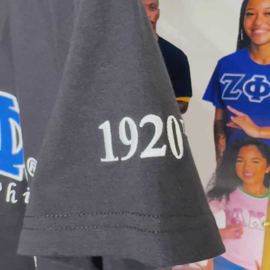 Zeta Phi Beta ΖΦΒ Luxury Embroidered T-Shirt with 1920 Sleeve