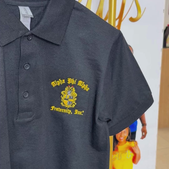 Alpha Phi Alpha ΑΦΑ Embroidered Shield Polo Golf Shirt