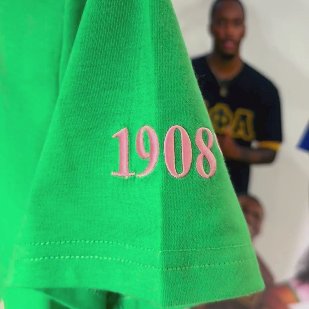 Alpha Kappa Alpha AKA Luxury Embroidered T-Shirt with 1908 Sleeve