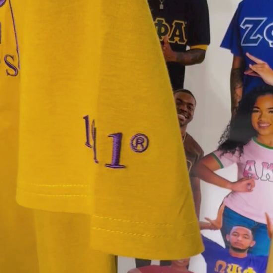 Omega Psi Phi ΩΨΦ Luxury Embroidered T-Shirt with 1911 Sleeve