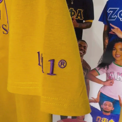 Omega Psi Phi ΩΨΦ Luxury Embroidered T-Shirt with 1911 Sleeve