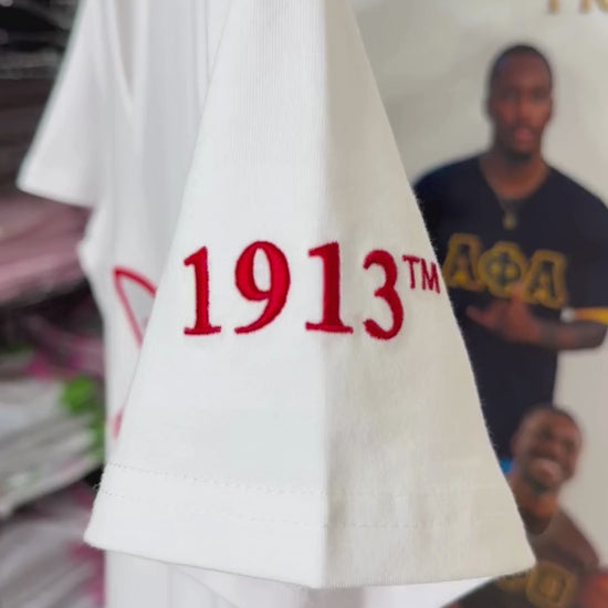Delta Sigma Theta ΔΣΘ Luxury Embroidered T-Shirt with 1913 Sleeve