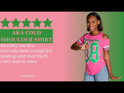 Alpha Kappa Alpha Cold Shoulder AKA 08 Screen Printed T-Shirt