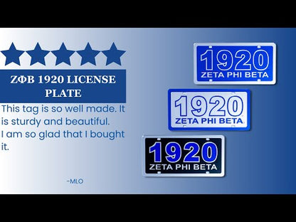 Zeta Phi Beta ΖΦΒ 1920 with Zeta Phi Beta Laser Engraved Mirrored Acrylic Auto Tag License Plate