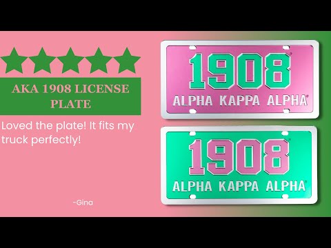 Alpha Kappa Alpha AKA 1908 Laser Engraved Mirrored Acrylic Auto Tag License Plate