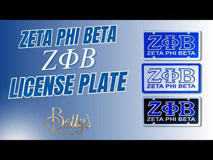 Zeta Phi Beta ΖΦΒ Greek Letters with Zeta Phi Beta Laser Engraved Mirrored Acrylic Auto Tag License Plate