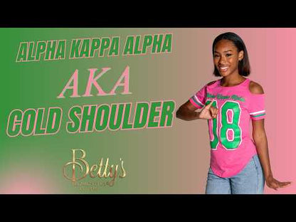 Alpha Kappa Alpha Cold Shoulder AKA 08 Screen Printed T-Shirt