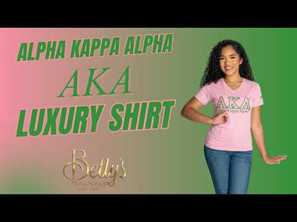 Alpha Kappa Alpha AKA Luxury Embroidered T-Shirt with 1908 Sleeve