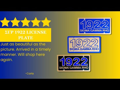 Sigma Gamma Rho ΣΓΡ 1922 with Sigma Gamma Rho Laser Engraved Mirrored Acrylic Auto Tag License Plate