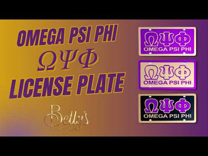 Omega Psi Phi ΩΨΦ with Omega Psi Phi Laser Engraved Mirrored Acrylic Auto Tag License Plate
