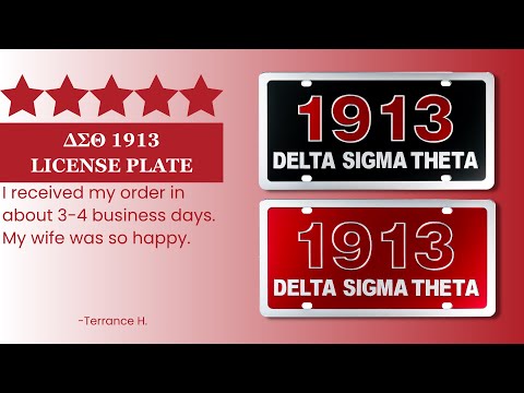 Delta Sigma Theta ΔΣΘ 1913 Chrome Laser Engraved Mirrored Acrylic Auto Tag License Plate Frame