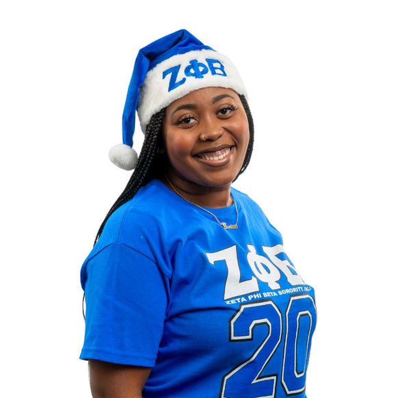 Zeta Phi Beta ΖΦΒ Embroidered Greek Letters Deluxe Santa Hat-Betty's Promos Plus Greek Paraphernalia