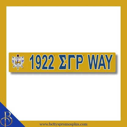 Sigma Gamma Rho 1922 ΣΓΡ Way Street Sign-Gold-Sigma Gamma Rho Paraphernalia-Sigma Gamma Rho Street Sign-Betty's Promos Plus
